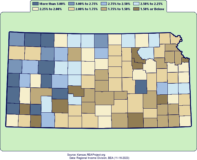 Real* Per Capita Personal Income Growth by County